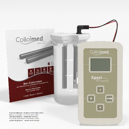 Sichere Verbindung: Colloimed Bor-Elektroden XXL am Colloimed Xpert Generator Colloimed Bor-Elektroden XXL – kompatibel mit Colloimed Xpert Kolloidgenerator