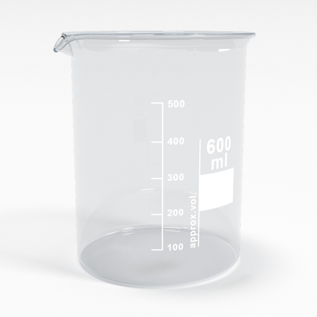 Becherglas 600ml mit Teilung und Ausguss Low