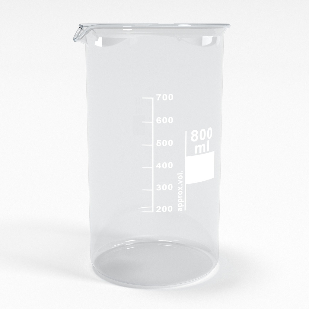 Becherglas 800ml mit Teilung und Ausguss Tall