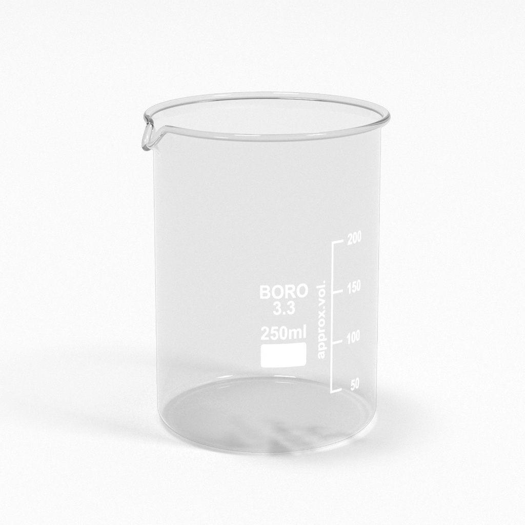 [BGB0250L] Becherglas 250ml mit Teilung und Ausguss Low